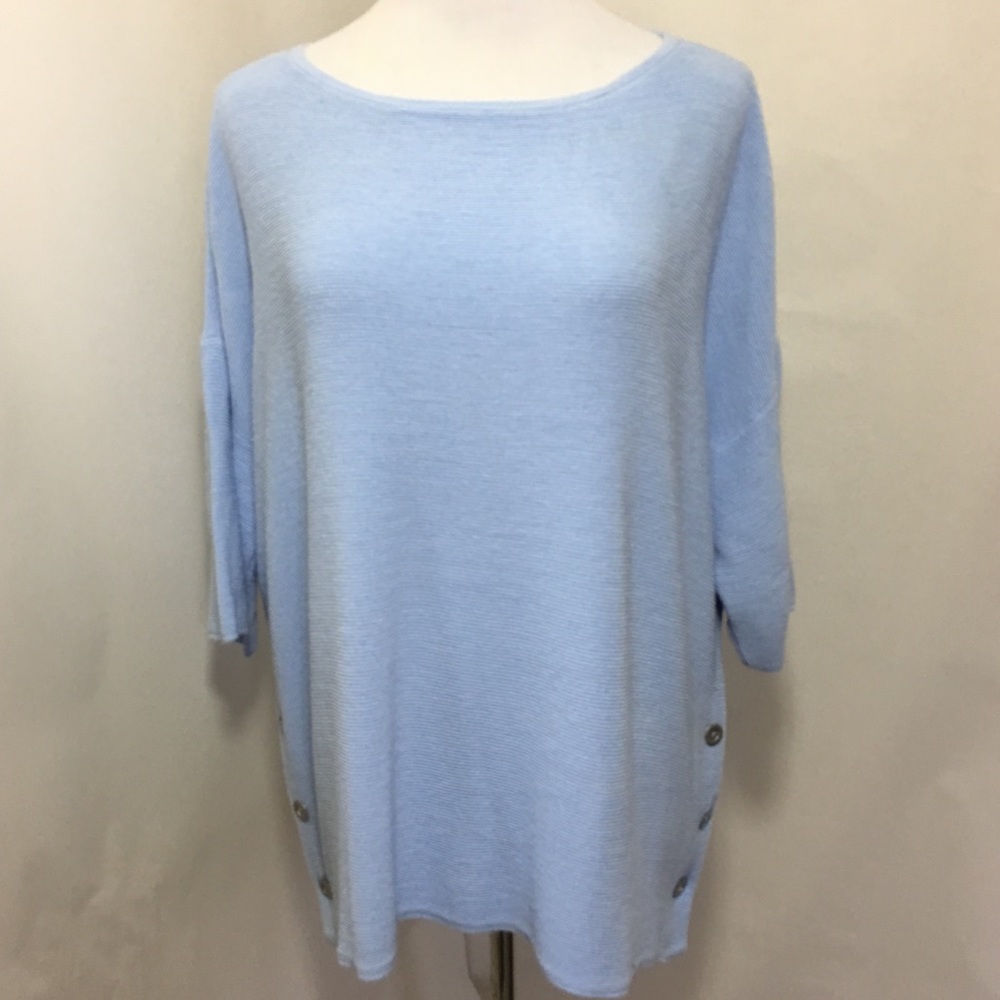 Chicos‎ Baby Blue Lounge Tunic Side Buttons Sz XL
